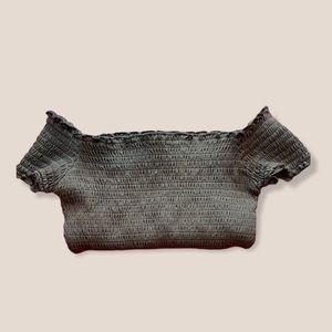 Smoked Off the shoulder top {OLIVE GREEN}